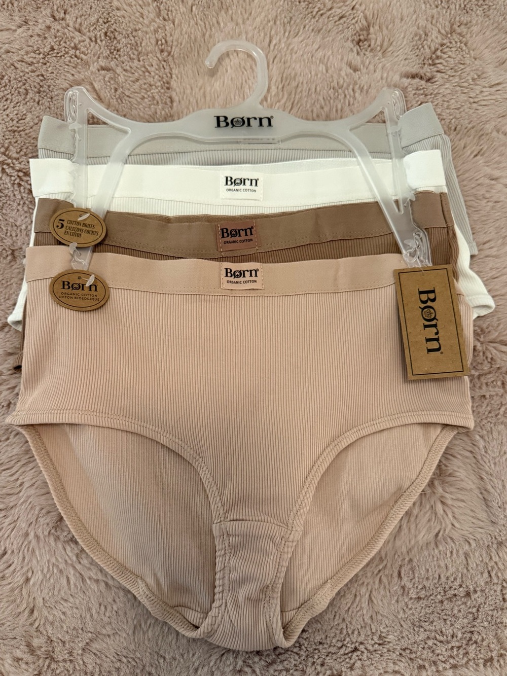 Born Organic Cotton High-Waist Ribbed Brief Panties 4-pack